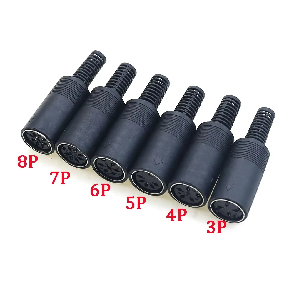 1/5/10pcs 3P 4P 5P 6P 7P 8Pin DIN Male/Female Plug Jack with Plastic Handle Keyboard Cable Connector Adapter PS2