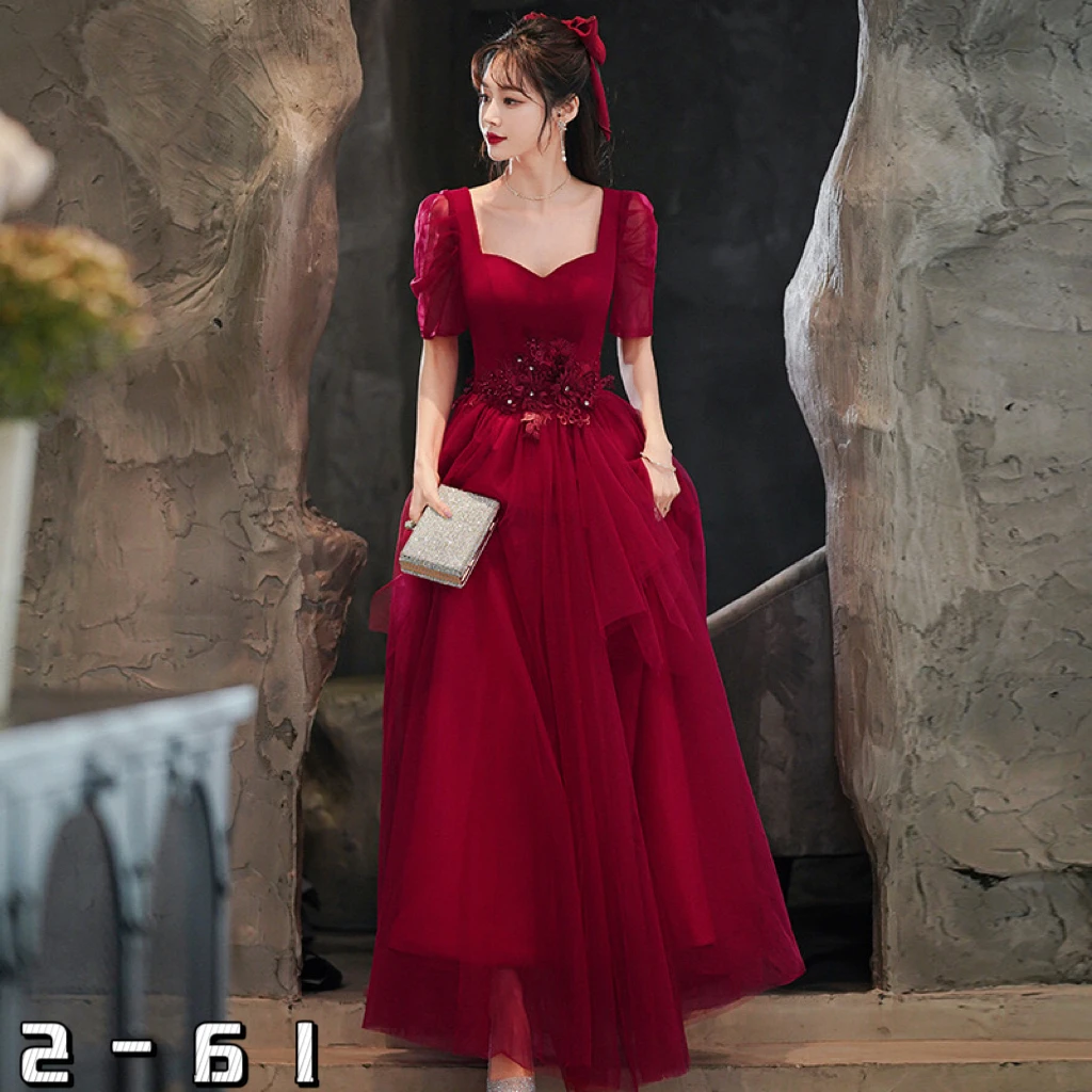 

Toast Wear Bride Wedding Engagement Red Elegant Dress Slim Women