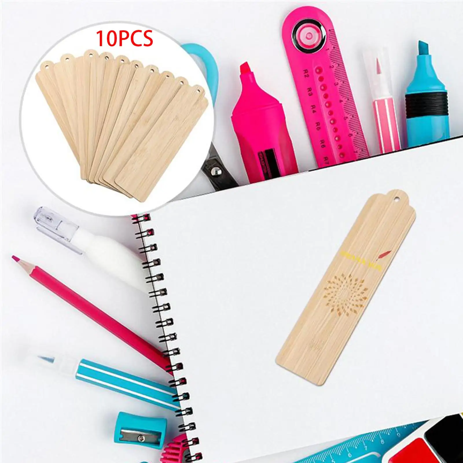 10 pezzi di segnalibri di bambù vuoti non finiti sfusi con fori pezzi di legno cartellini regalo appesi per la festa di creazione di carte di Scrapbook fai da te