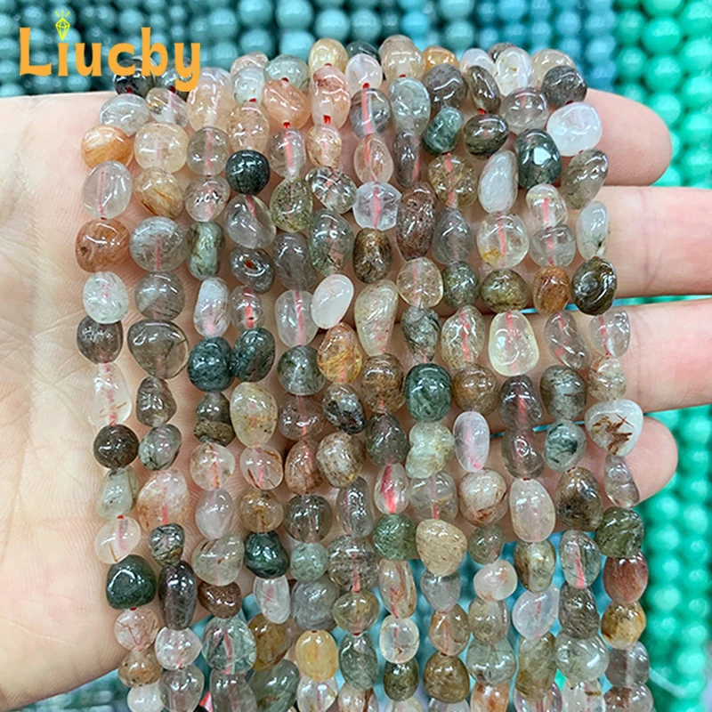 Neue Modelle Naturstein Bunte Haarkristalle mit beliebigen Formen Perlen für Schmuckherstellung DIY Kopfbedeckung 15" Großhandel 6/8mm