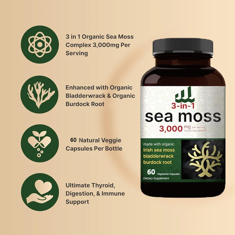 

Irish seaweed capsules | made from organic powder, combined with bladder and burdock roots, a complex of marine vegetables