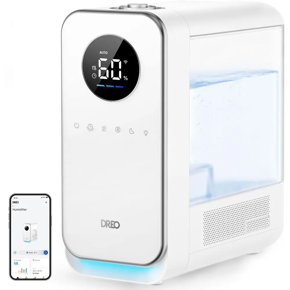 

Ultra-Quiet Mist Humidifier with Timer, Nightlight, and Alexa Compatibility for Bedrooms and Large Spaces