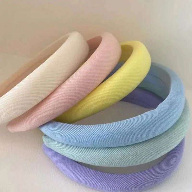 Fashion Solid Color Hair Bands Girls Vintage Elastic Headbands Sponge Hairbands Hair Hoop Korean Hair Accessories for Women