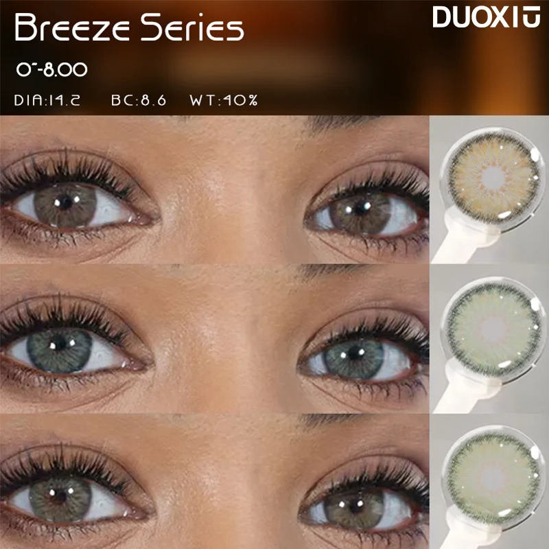 DUOXIU 2PCS Colorcon Myopia Lentes de contacto marrones con lentes graduadas Lentes coreanas Lentes de contacto naturales Cosméticos Uso anual