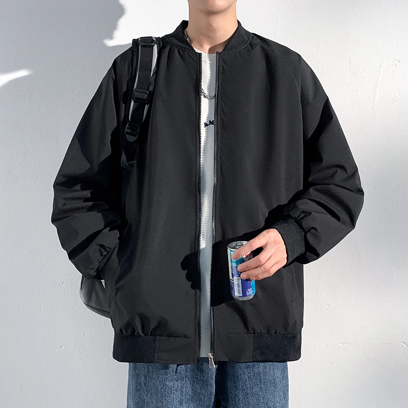 

Spring Autumn New Men's Zipper Bomber Jacket Coat Black Army Green