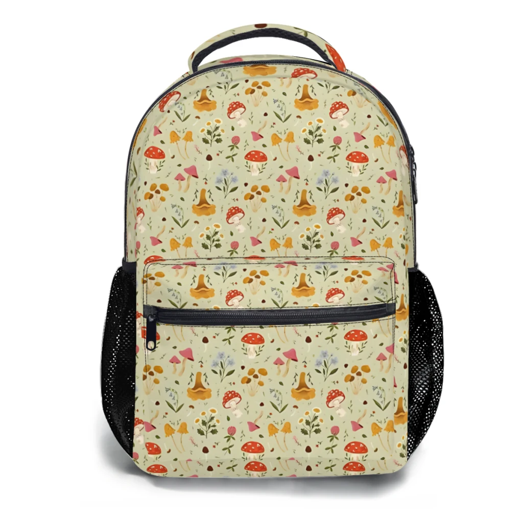 Mushrooms and Wildflowers Printed Lightweight Casual Children's Youth Backpack Schoolbag  17inch