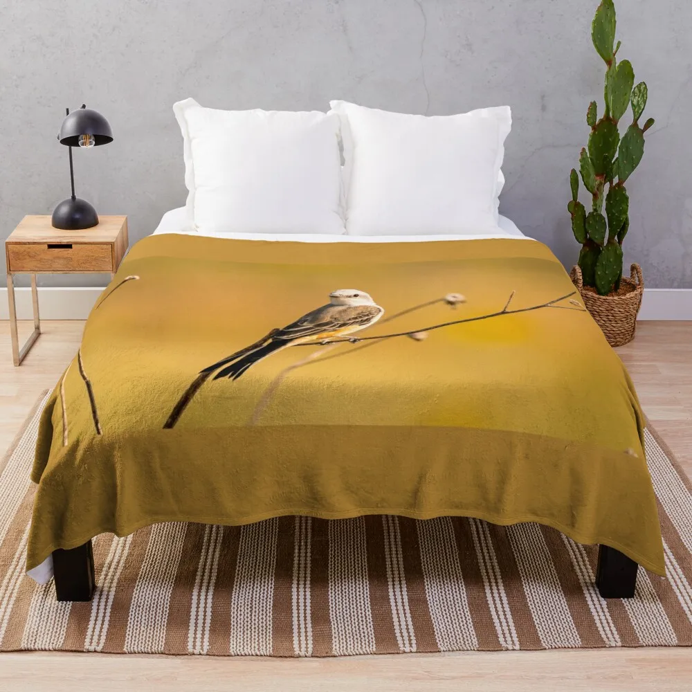 Roadside Scissor Tailed Flycatcher Throw Blanket Weighted Blankets Sofas Of Decoration Kid'S Vintage Blankets