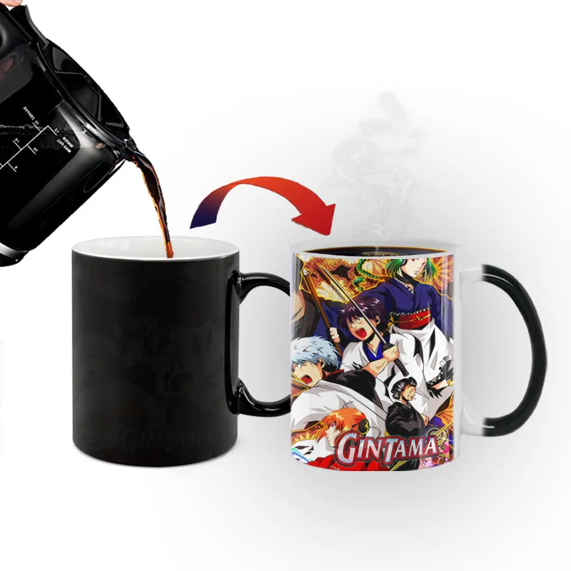 Gintama Discoloration Mug Anime Color Changing Cup Animation Ceramic Coffee Cup Heat Sensitive Milk Tea Mug Novelty Drinkware