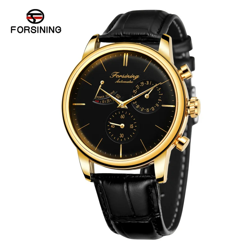 Free Shipping OUTLETSNew Product forsining Waterproof Multifunctional Mechanical Watch Power Reserve Display Men's Fashion Autom