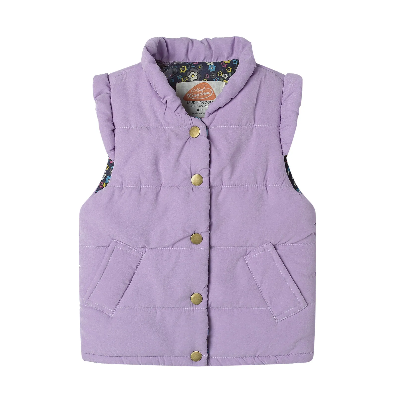 Mudkingdom Lightweight Girls Vest Jacket Snap Button Down Girls Sleeveless Outerwear Winter Waistcoat Girls Gilet Puffy Coats