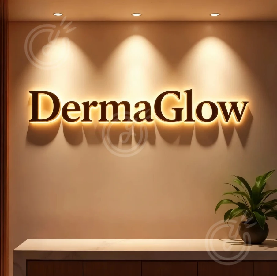 علامات الاكريليك المخصصة الإعلان علامة Led رسائل ثلاثية الأبعاد تصميم شخصي لافتات الأعمال شعار الأعمال ضوء معدني مضيئة