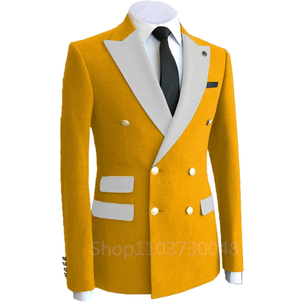 زفاف الرجال الدعاوى XS-6XL السترة العريس الأعمال العريس ارتداء سترة سهرة زي رسمي أوم حفلة مزدوجة الصدر Coaenaty #3