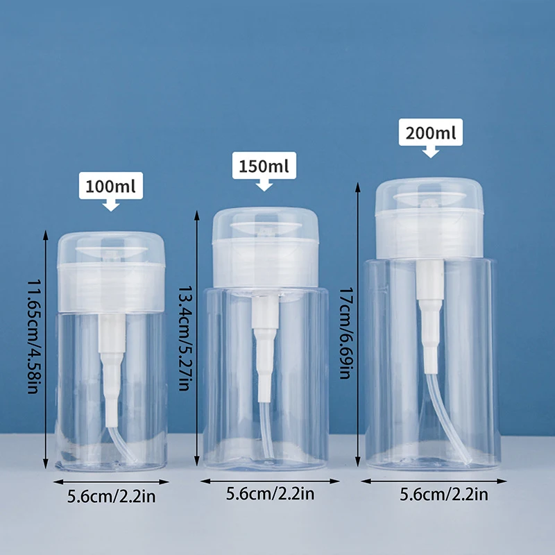 100/150/200ml przenośna podróżna butelka wielokrotnego napełniania pusta plastikowa zmywacz do paznokci płynna prasa do pompowania butelka z dozownikiem