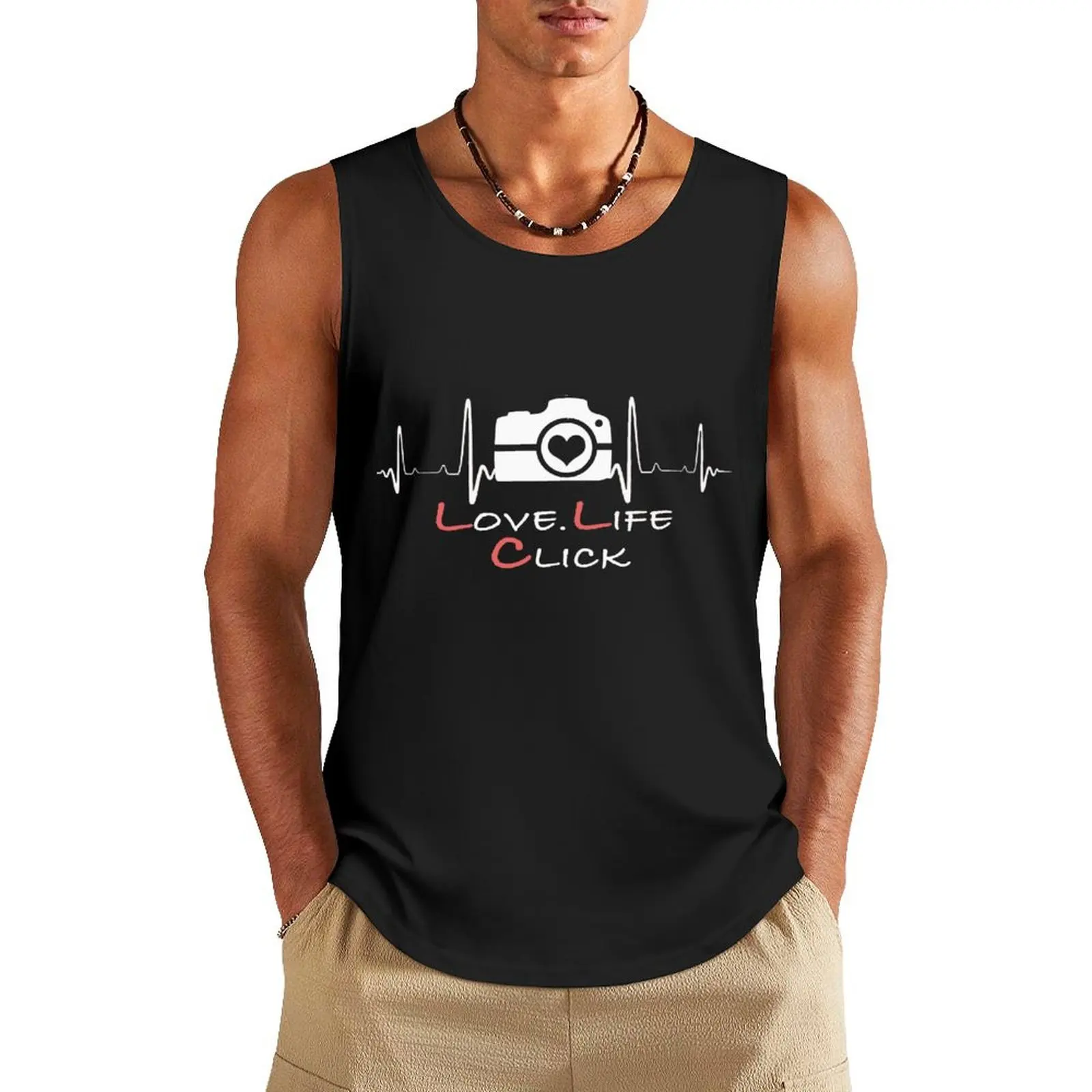 Camera Tank Top Man gym clothes Fitness men clothing gym top