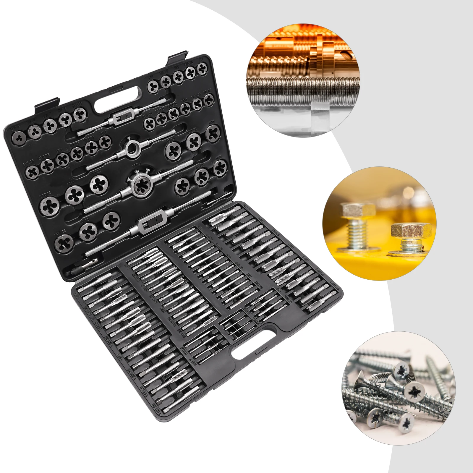 Leichtes Fadenschneider-Set, 110-teilig, Seidenkegelplatte, Zahnriemen, gratfrei, mit rostbeständiger Kunststoffbox zur Reparatur beschädigter – Detail 6