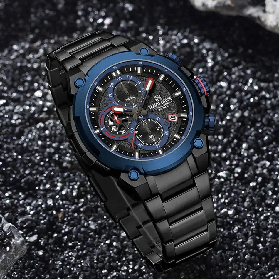 NAVIFORCF 남성용 밀리터리 시계 고급 손목시계 쿼츠 시계 핫 패션 남성 방수 크로노그래프 남성 시계