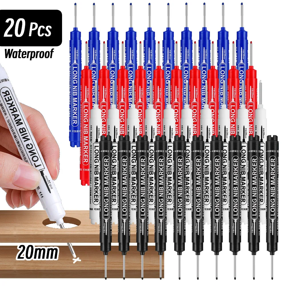 

1/20pcs 20mm Deep Hole Long Nib Head Markers For Metal Perforating Pen Waterproof Bathroom Woodworking Decoration Multi-Purpos
