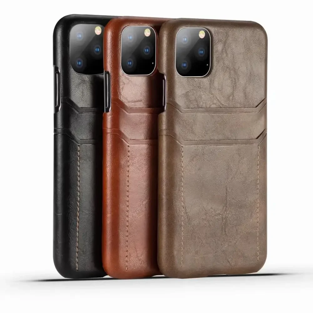 

FF-HT27 Cowhide double card for iPhone 11 11Pro 11Promax phone back cover real leather for iPhone 7 8 plus phone case