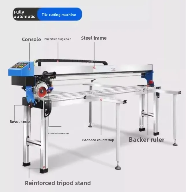 2300W Automatic Ceramic Tile Cutter Push knife infrared Laser Edging Chamfering Parquet Slotting Device 1250MM-1850MM
