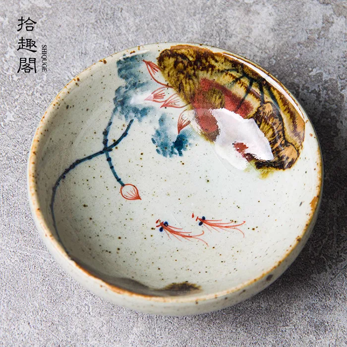 Pure Hand-Painted Ceramic Chinese Blue And White Glazed Red Kiln Transformed Tea Bowl, Master Cup, Large Size