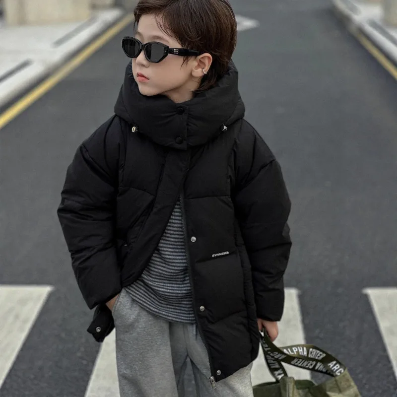 ZOETOPKID Boys Girls Winter Down Jacket Kids Hooded Coat Thicken White Duck Down Children Cold-Proof Top Clothes