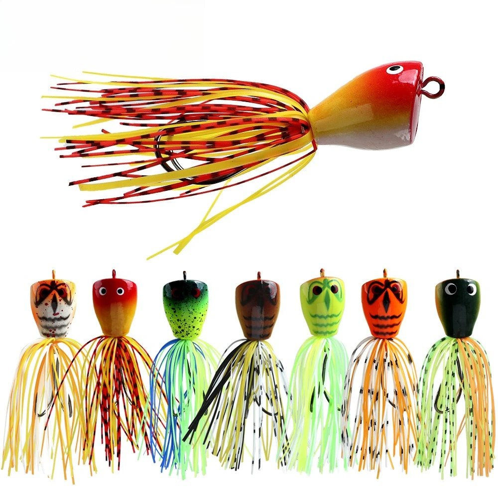 1 Pcs Surface Wobbler 9cm/7.4g Spinning Bio-Mimetic Hard Lure Mustache Frog Lure Bio-Mimetic Rubber Skirt Jig Snag-Resistant