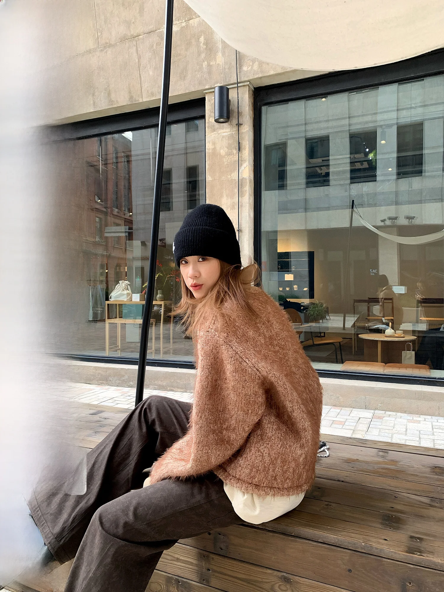 

LelyMooch винтажное дизайнерское женское пальто Barn Sle High Densi из шерсти и вовни Jaet с воротником из овчины и воротником Fce