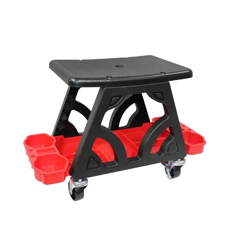 

Car Grooming Work Washing Detailing With Four Wheels and Extra Storage Trays Polishing Stool Creeper Seat