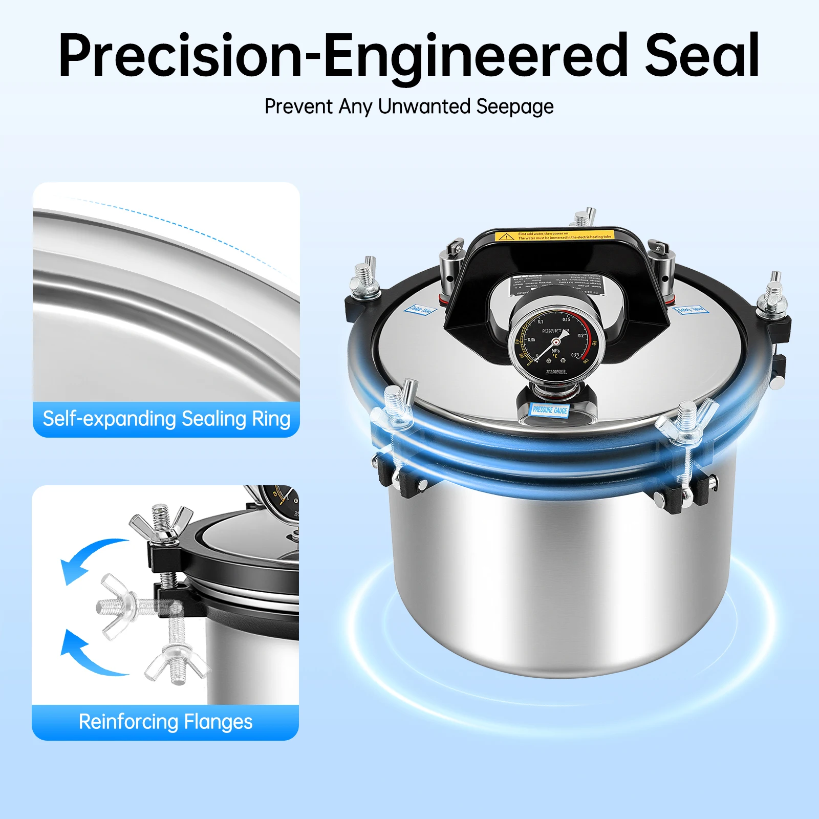 ZY-260 8L Lab الأوتوكلاف، 110V 1.2KW الأوتوكلاف البخاري المحمول لمعدات المختبرات، الثقافة المتوسطة، الأواني الزجاجية، أدوات الأظافر #4