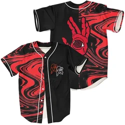 Rezz  jersey  hypnohand red trippy psychedelic  Thin button Baseball Uniform Men/Women Baseball Jersey For EDM Festivals