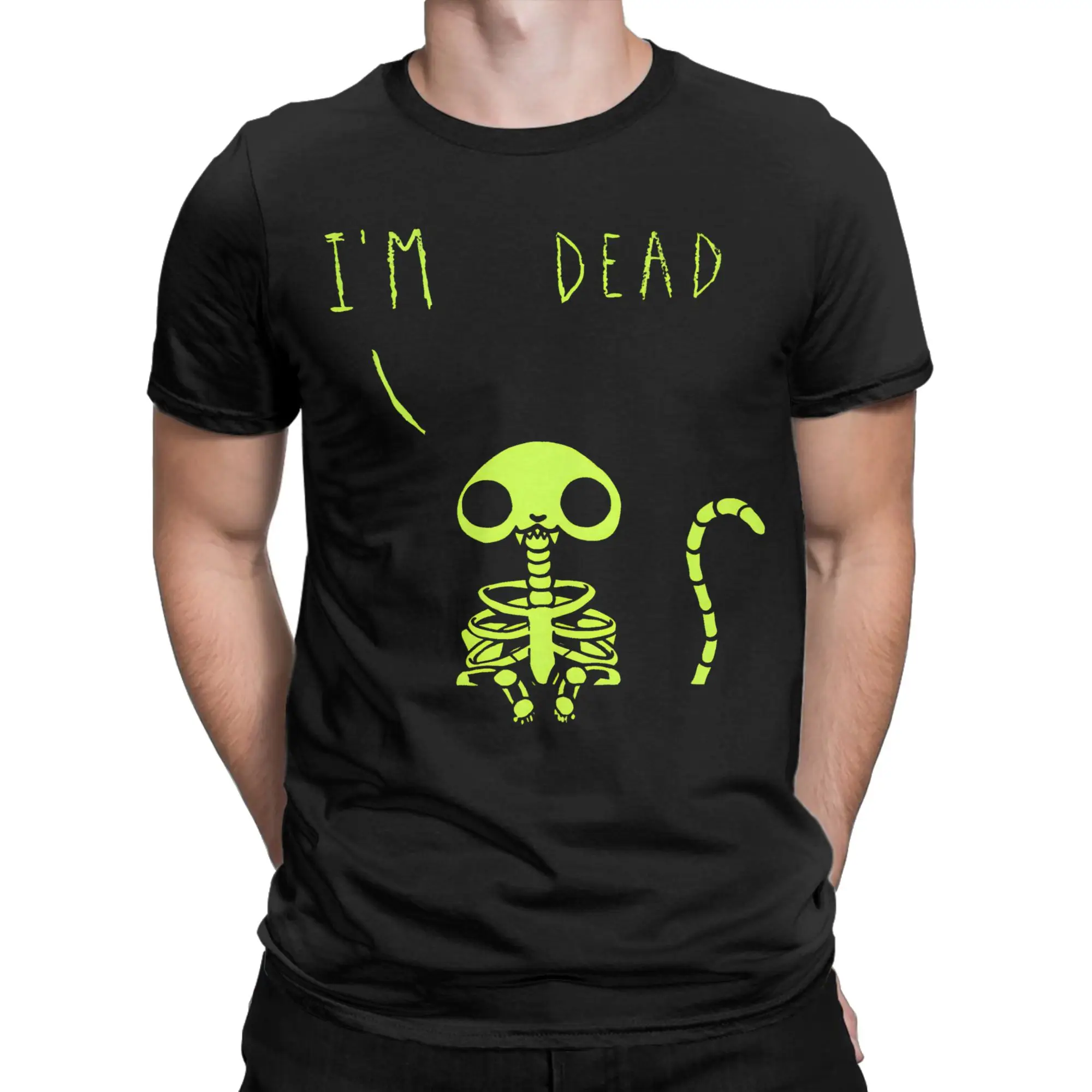 T-shirt pour hommes avec motif Chat de Schrödinger Mort ou vivant, Chat de nuit dans une boîte, Thème physique amusant, 100% Coton, Col rond