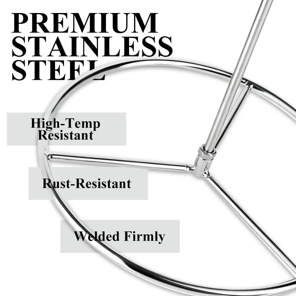 Stainless Steel Turkey Fryer Rack Kit Vertical with Lifter Hook Roasting Grill Stand Replacement Parts Chicken Roaster Rack