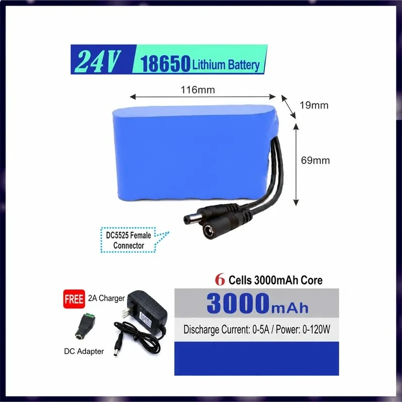 24V Large Capacity Lithium Battery Pack 18650 Cells for LED Light Audio Strong Power Long Battery Life Outdoor Power Supply