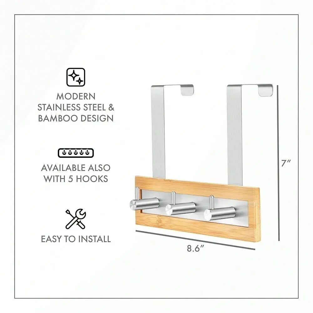 

Stainless Steel OverTheDoor Towel Hooks Durable Coat, Clothes, And Towel Rack To Use In The Bathroom, Laundry Room, And Closet