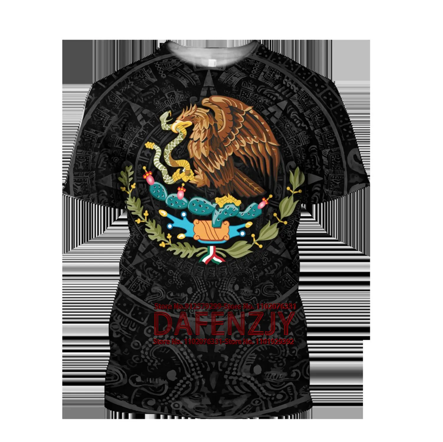 Gothic Skull Fashion T-shirt Men Short-sleeved Loose Tshirt Aztec Mexico Tattoo 3D Printing Slim Round Neck Tshirt