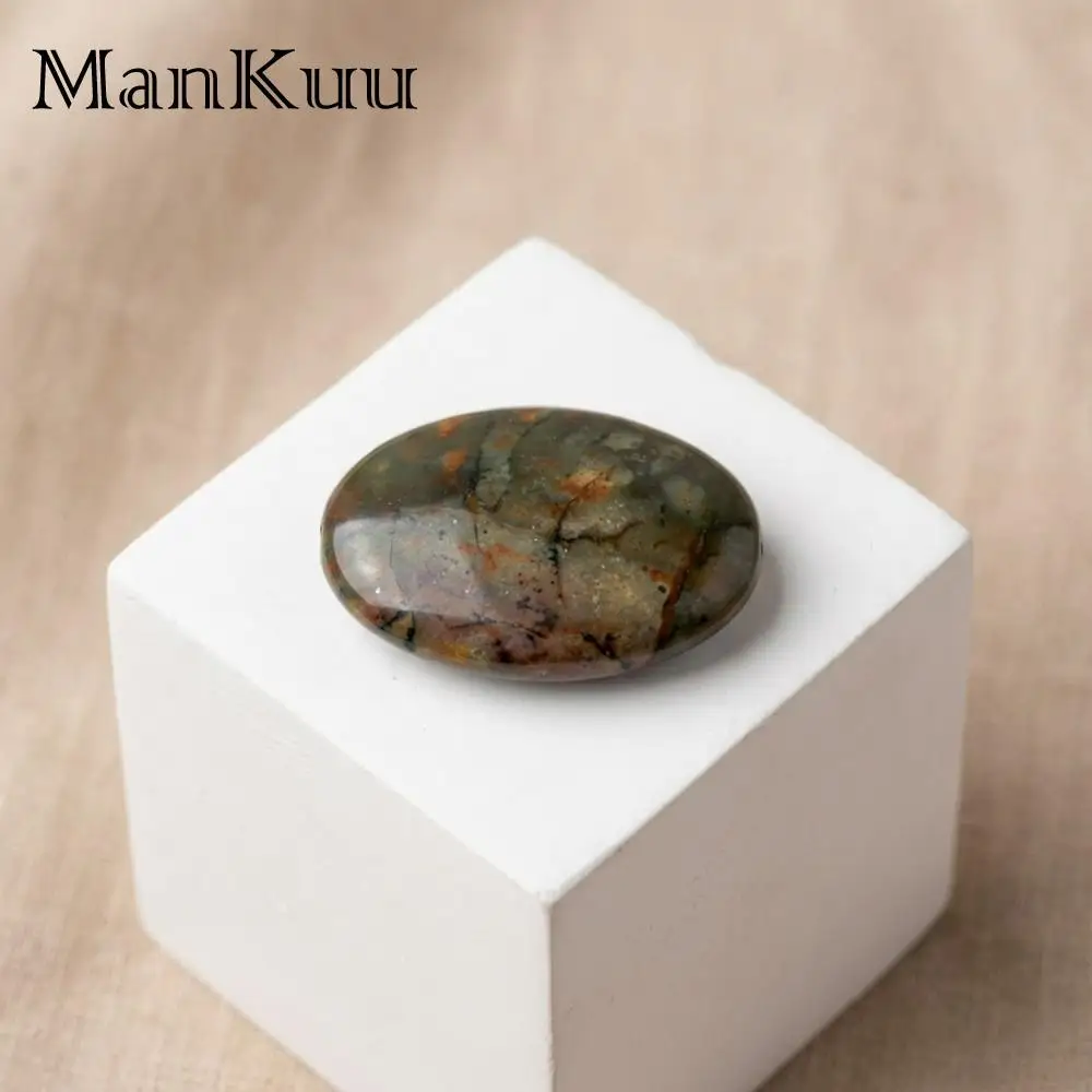 ManKuu Natural Stone Picasso Red Turquoise Beads Flat Oval Shape DIY Jewelry Accessories Things to do Aesthetic Bracelets 10PCS