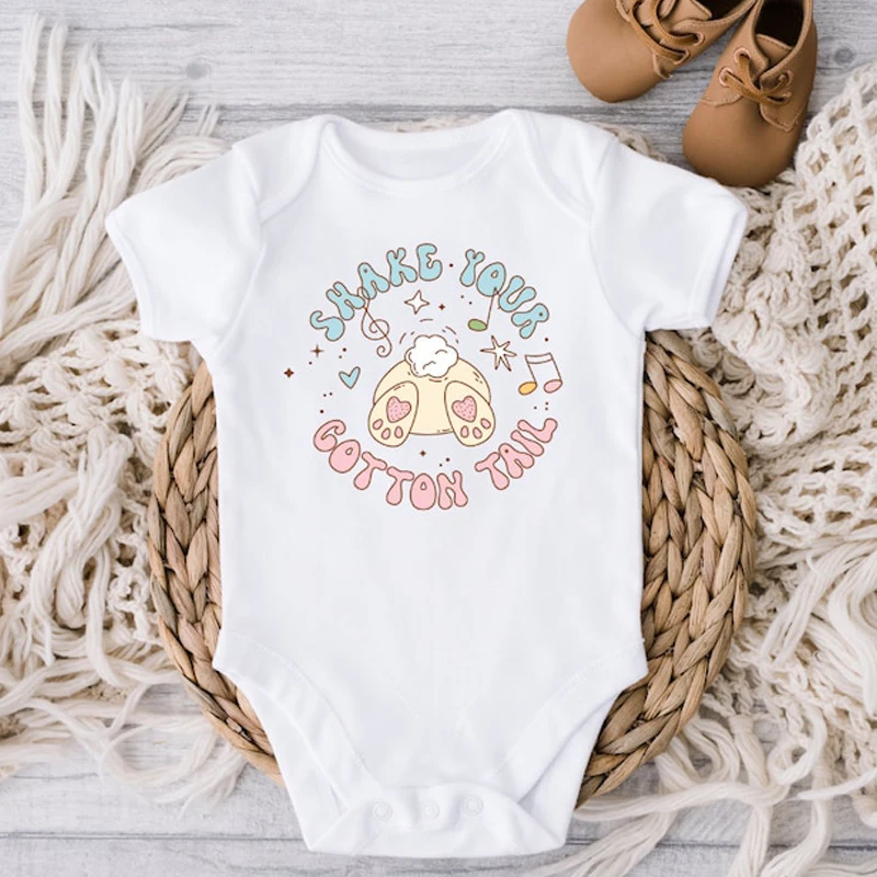 

Shake Your Cotton Tail Baby Bodysuit, Easter Kids Romper, My First Easter Baby Bodysuit Personalised Easter Outfit Babies Shirt