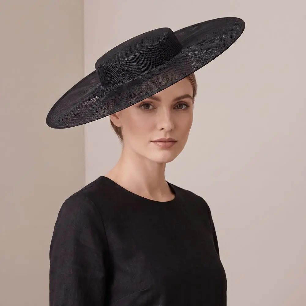 Elegant Solid Color Fascinator Base Wide Brim 33 CM Vintage Fascinator Hat 1920s Hair Accessories Headpiece Bride Headdress Girl