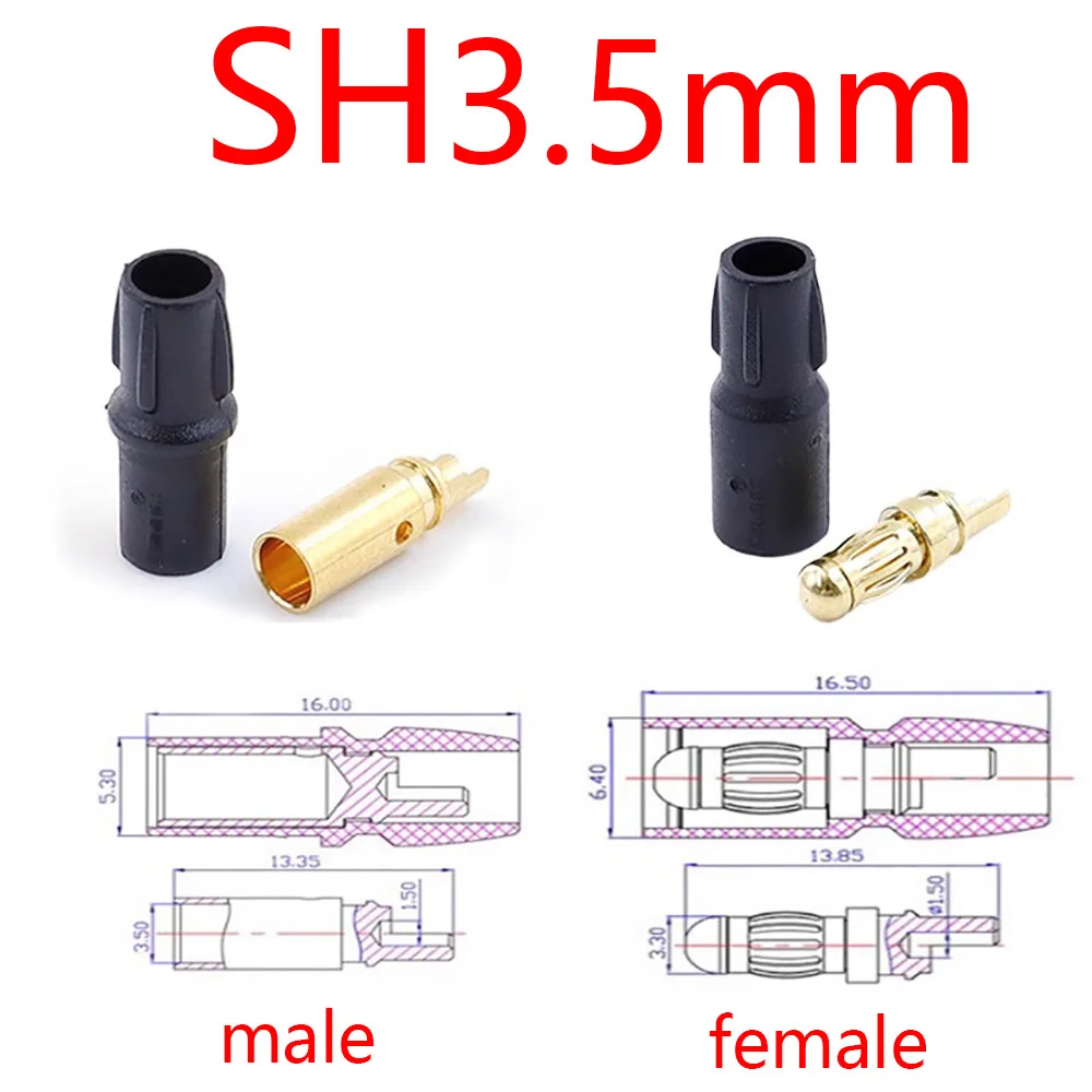 SH3.5 Connector Copper Gold-plated 3.5mm With Sheathed Banana Plug Mode Air Conditioning DC Motor Adjusting Plug
