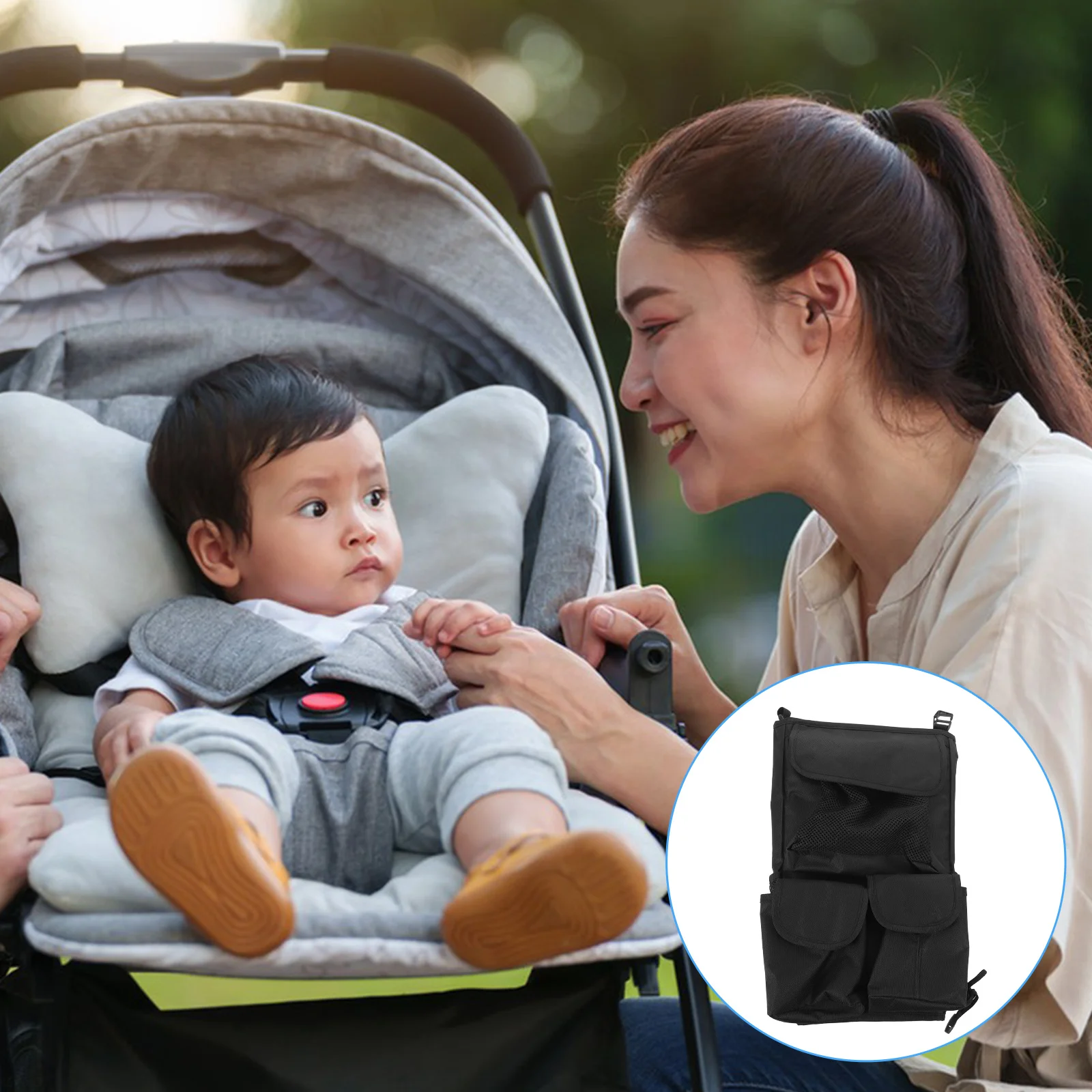 

Сумка-органайзер для детской коляски, 7 карманов, большая вместительная сетчатая корзина для хранения подгузников, салфеток, закусок, универсальная регулируемая посадка