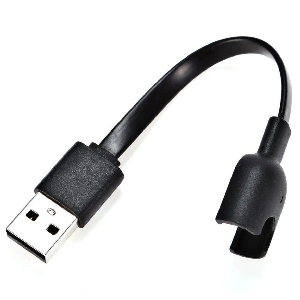 

2 Charging Cable Black Tpe Flat Usb Cord Replacement Gold Plated Anti-Corrosive Portable Fitness Bracelet