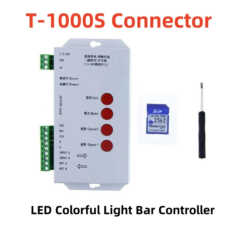 New T1000S SD Card RGB LED Controller Max 2048 Pixels DC5V~24V WS2812B WS2811 WS2815 LPD6803 SK6812IC LED Strip Light Led Module