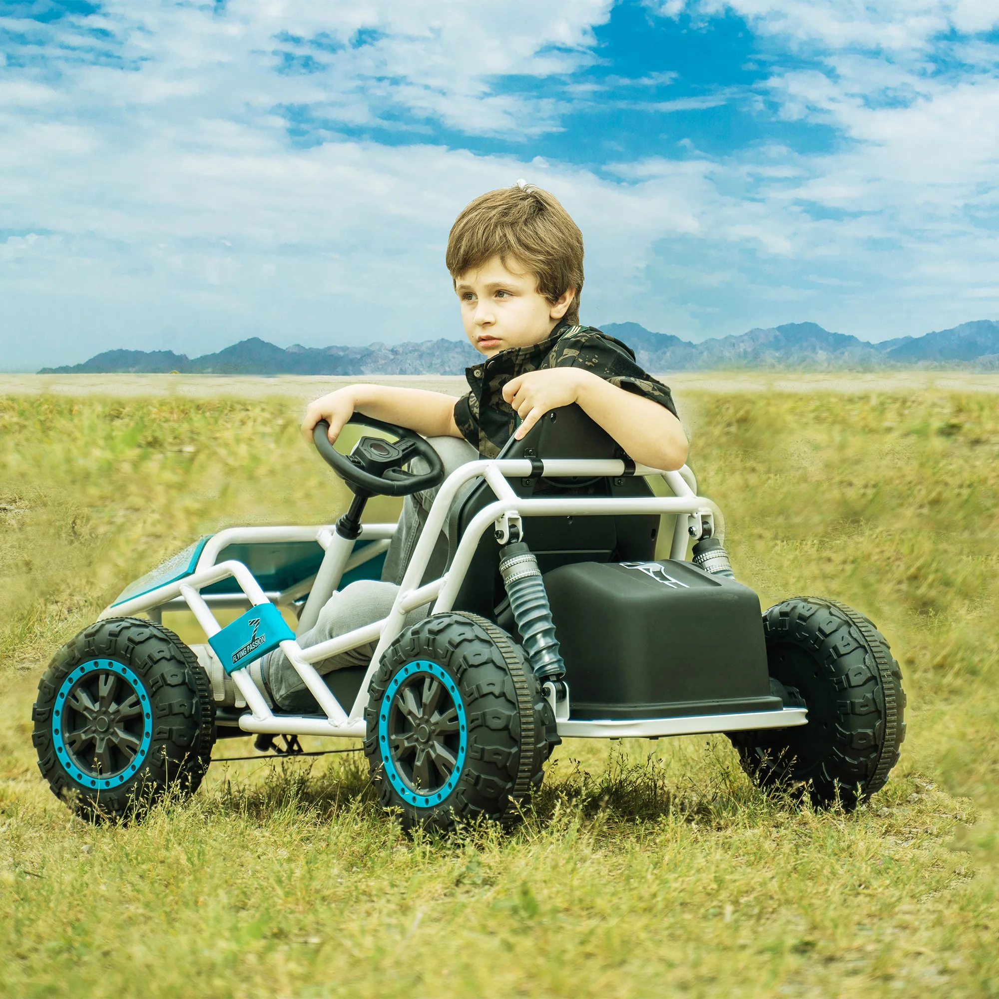 24V ultimatives Go-Kart, Spielzeug für große Kinder im Alter von 6 Jahren, 2x200W leistungs starker Motor, 6 Meilen pro Stunde Outdoor-/Offroad-/Feldweg-Elektroauto