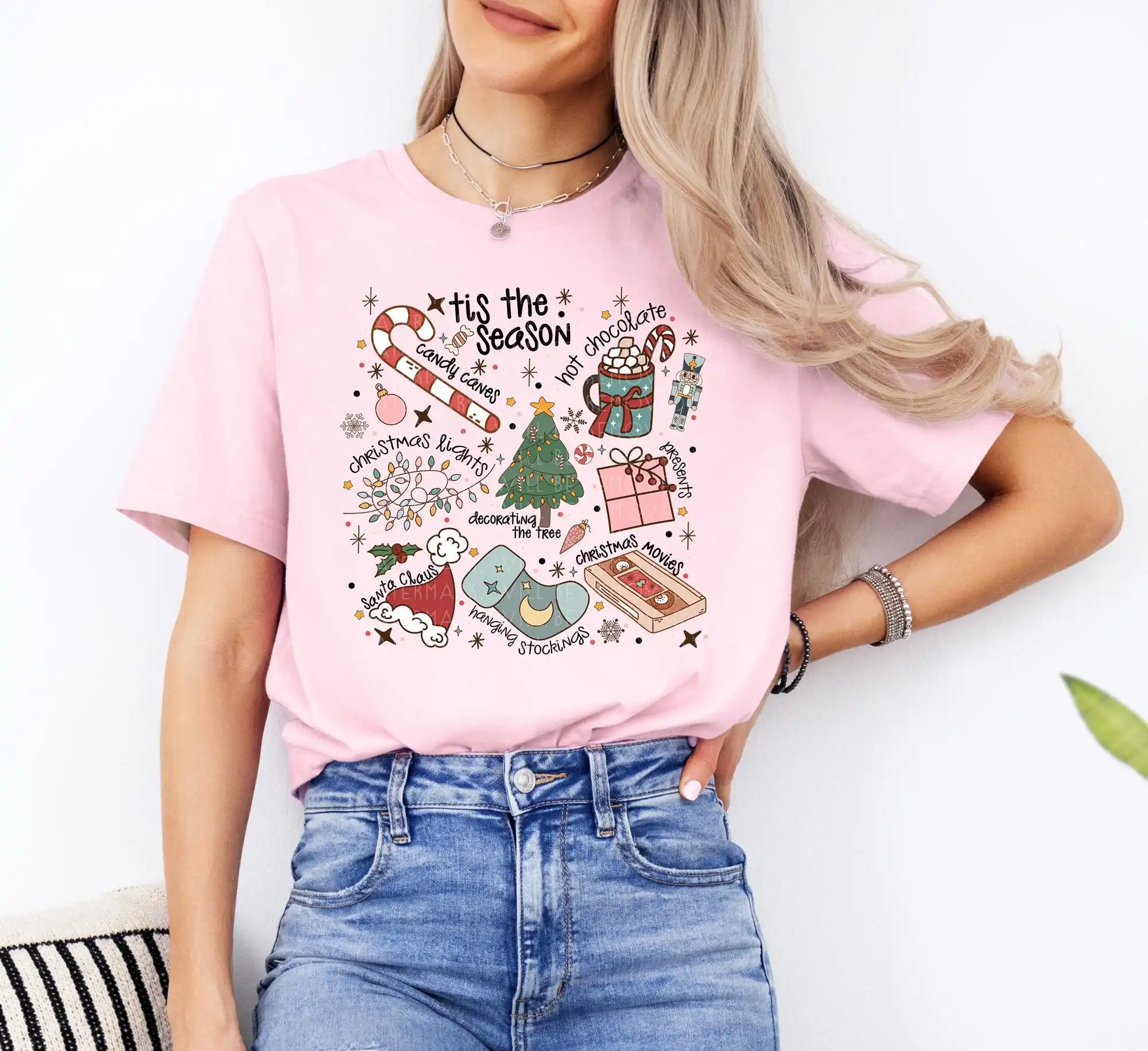 Tis The Season T Shirt Christmas Cute Winter Doodles Merry Holiday