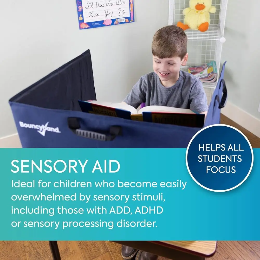 قسم مكتب الخصوصية المحمول من BouncyBand - لوحة مركزية مقاس 20 بوصة × 14 بوصة، لوحات جانبية مقاس 16 بوصة × 14 بوصة - لوحة خصوصية مكتبية تخلق هادئة