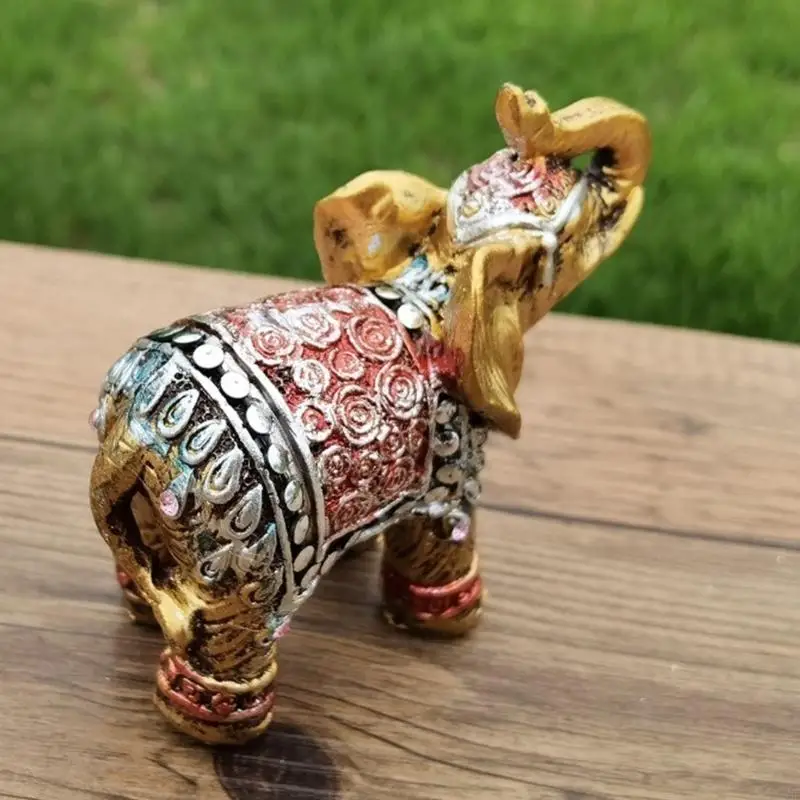 Resin Small Elephants Statues Elephant Family Figurines Animal Sculptures Home Decorations Collection Gift for Women Men B03E