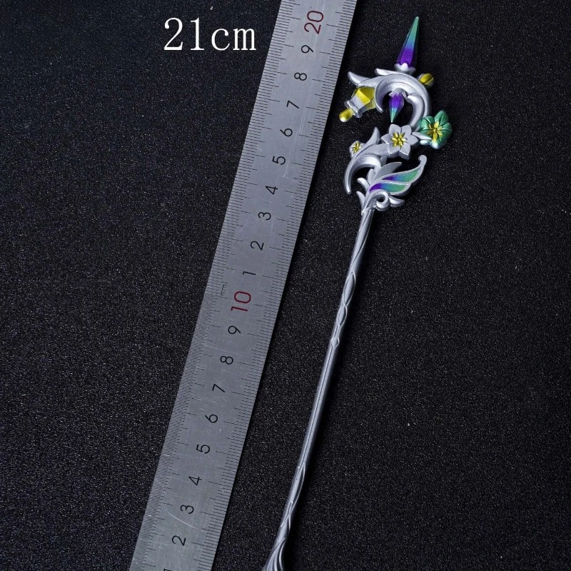 21 سنتيمتر/8.27in Genshin تأثير لعبة الطرفية المعادن فرك مصابيح أنيقة سلاح معدني نماذج سبائك الحرف اليدوية الحلي مجموعات #4