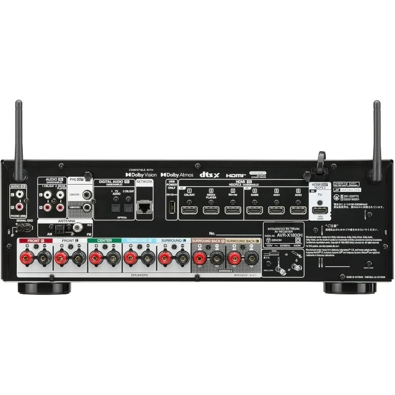 POPULAR.AVR-X00H .AV Stereo Receiver - 0W/Channel, Wireless Streaming via Built-in HEOS, WiFi, &