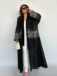 女性用着物アバヤ,イスラム教徒のアバヤ,カフタン,イスラム服,女性用ローブ,イード,ラマダン,ドバイ,豪華,2024