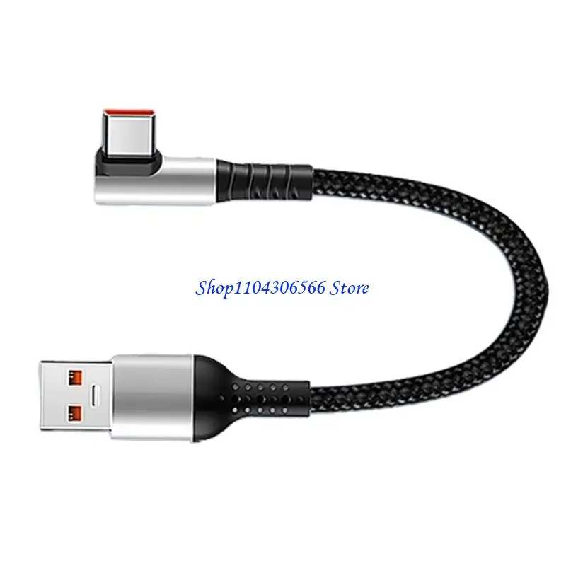 02DD 90 Degree Elbow USB to Type C Charging Cord with 480Mbps Sync for Headphones and Speakers